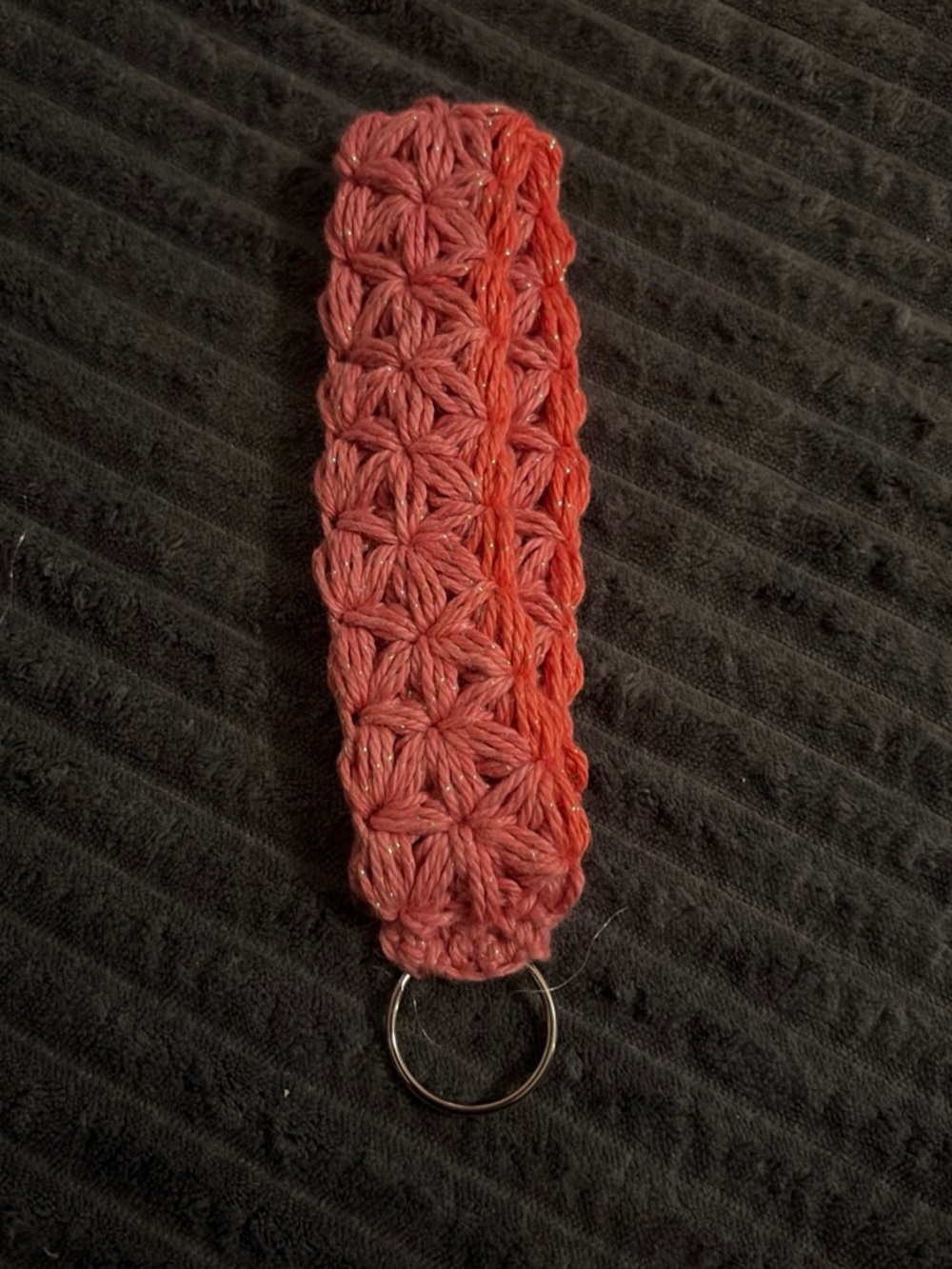Hand-Crocheted Sparkle Pink Key Fob